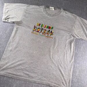 Vintage Jamaica We Be Jammin Embroidered Rasta Reggae Graphic Tee XL Gray